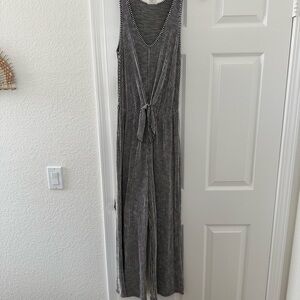 Caution To The Wind Black and White Striped Jumpsuit